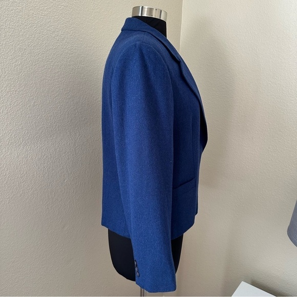 Vintage Austin Hill Navy Blue Wool Blend Single Button Size 10 Blazer - Picture 5 of 12